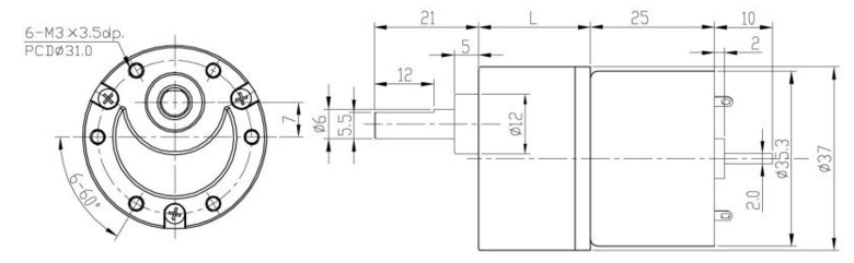 KGB-37 12V 120RPM DC Gear Motor - 3